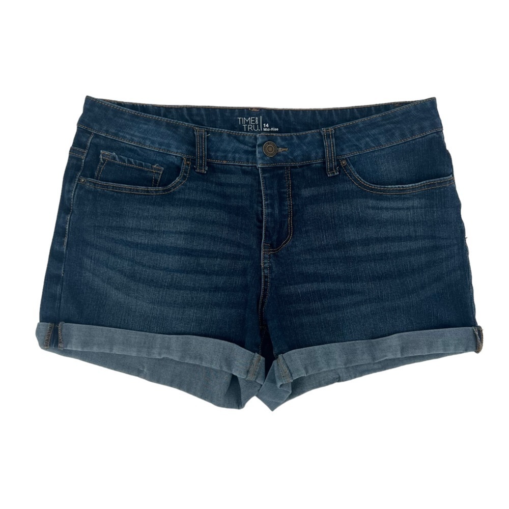 Time And Tru Women’s Mid Rise Cuffed Hem Jean Shorts Size 14